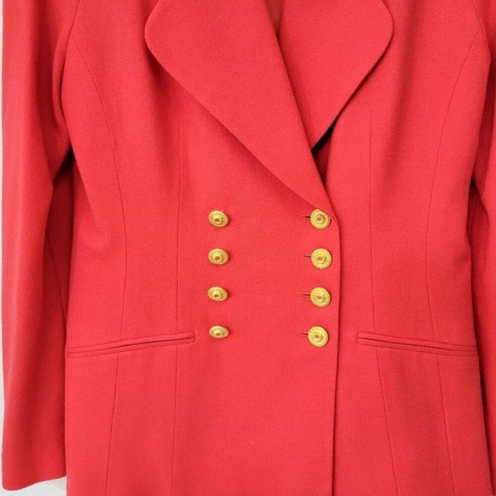 Cache Vintage Double Breasted Blazer Bright Coral Women's Size 14 - Picture 4 of 6
